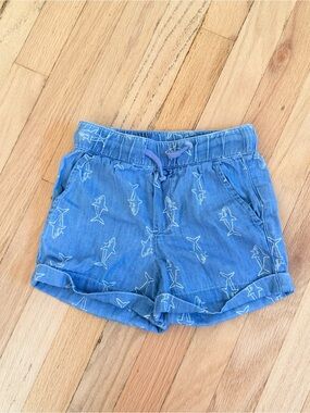 TUCKER + TATE Blue Denim Shark Print Shorts